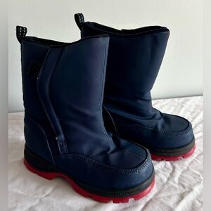 Lands’ End Kids Winter Snow Boots Size 10 – Navy with Red Soles